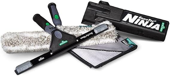 UNGER Commercial ErgoTec Advanced Window Cleaning Ninja 4-in-1 Kit WNK12 | Professional indoor/outdoor window cleaning; WNK12 advanced kit; complete 4-piece system