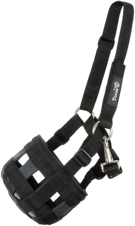 Tough 1 Poly/Nylon Grazing Muzzle with Halter Yearling, Black