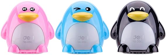 AngelGift Cute Animal Penguin Kids Handheld Pencil Sharpener Manual Portable Sharpen Pencil Tool School Supplies Stationery Random Color (Multicolor, 1 PCS)