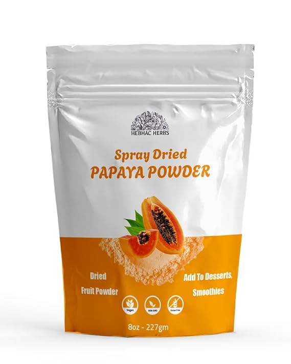 Papaya Fruit Powder 227g | 100% Natural Papaya Powder 8 oz for Juices, Smoothies, Milk Shakes, Fruit Salads | Free from Preservatives, Artificial Colors, | Vegan, Gluten-Free