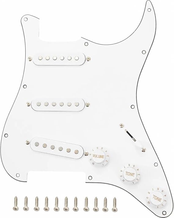 SSS Loaded Pickguard, Prewired Strat Pickguard, White