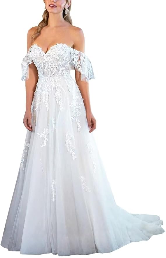 Wedding Dress for Women 2023 Long A-Line Vintage Tulle Lace Appliques Bridal Gowns