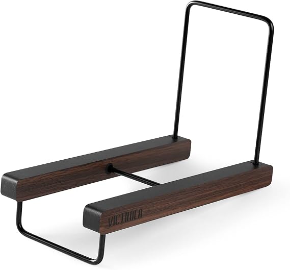 Victrola The Stand Tabletop Vinyl Record Holder & Organizer - Holds 25+ Records, Smart Black Metal Accents, Easy No-Tool Assembly, Stylish Display for LPs (Espresso)