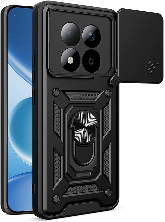 Spia Xiaomi Redmi Note 15 Pro ile Uyumlu Kılıf Sürgülü Siyah Panther Yüzüklü Silikon Orijinal (Xiaomi Redmi Note 15 Pro ile Uyumlu, Sürgülü Siyah)