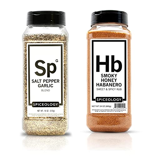 Spiceology - Salt Pepper Garlic SPG and Smoky Honey Habanero Bundle - All Purpose Seasoning and BBQ Rubs and Spices for Grilling Steak, Chicken, Pork and Hamburgers