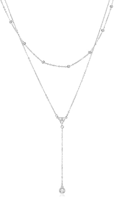 MONGAS Tree of Life/Infinity Cross/Lock and Key/Lotus/Hamsa/Horse/Strawberry/Opal/Lariat/Dragonfly/Heart/Violin Layered Necklace Sterling Silver for Women