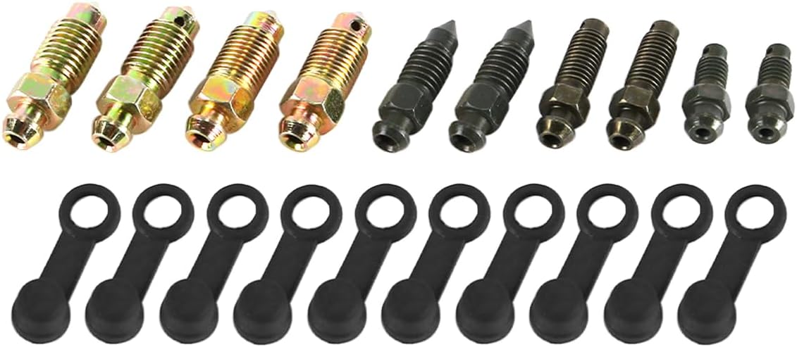 10 Pc Hydraulic Brake Bleeder Cap Motorcycle Bolts Cover Bolt Bleeder Screws Suitable For Motorcycle Master Cylinder Caliper M6 M7 M8 M10 M10 Different Sizes