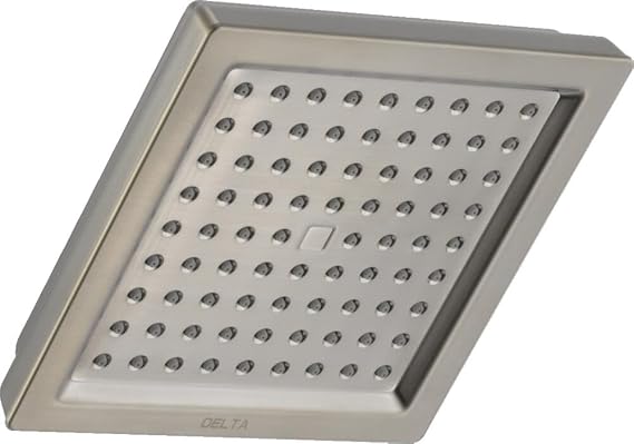 Delta Faucet Single-Spray Shower Head, Brushed Nickel Shower Head, Square Shower Head, Delta High Pressure hower Head, 2.5 GPM hower Head, Stainless RP62283SS