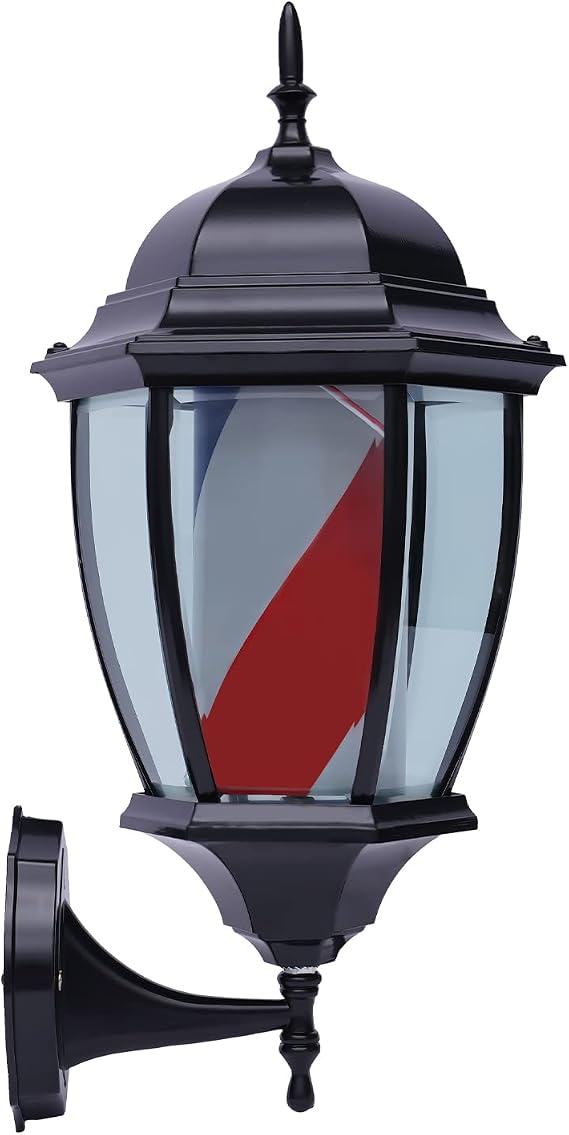 20'' Barber Pole LED Light, Classic Style Hair Salon Barber Shop Open Sign Rotating Red White Blue LED Strips Pole Light