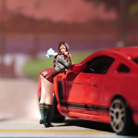 1/18 to 1/87 Scale Sexy Female Figure Collection, Sexy Girl in Short Skirt Figure Mini Statue, The Girl Lying on Her Back with Her Skirt Exposed Figurine (Colored 1/64)