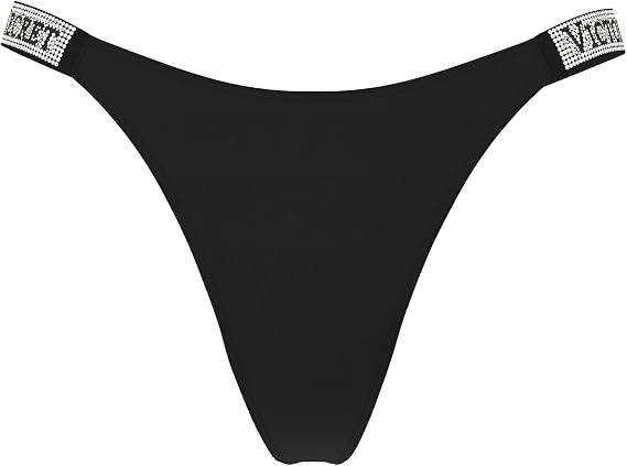 Victoria's Secret Women's Shine Strap Thong Underwear, Black, XS