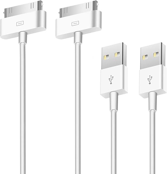 Apple MFi Certified 2 Pack 30pin to USB Cable iPhone 4 Charging and Data Sync Connector for iPhone 4 4s, iPhone 3G, 3GS, iPad 3, 2, 1, iPod Classic, iPod Touch, iPod Nano