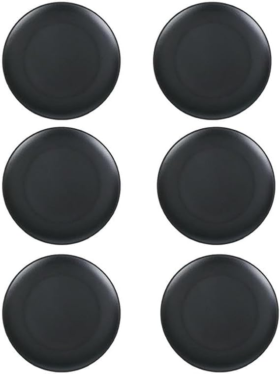 6 Pack Melamine Plates Dessert Salad Plate Snacks Appetizer 6" Black Round Dinnerware Plates