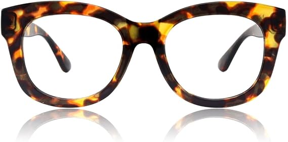JiSoo Reading Glasses Women/Men Designer Oversized Readers, Thick Large Round Ladies Reading Glasses