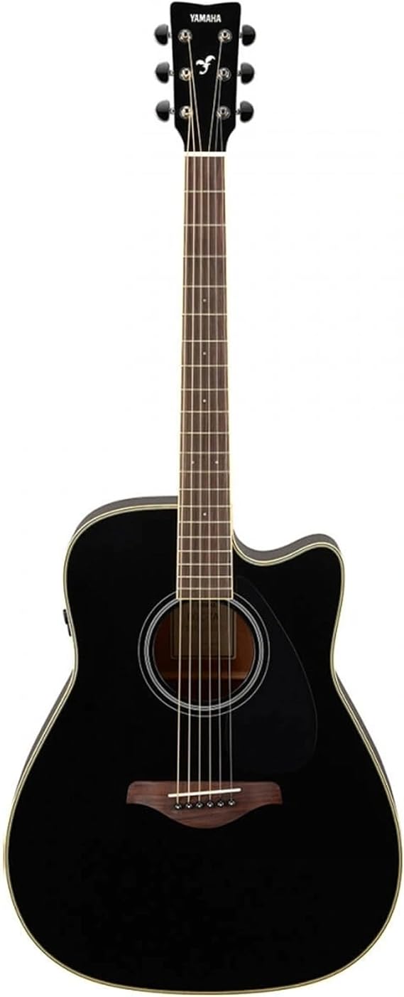 Yamaha FGC-TA Dreadnought Cutaway Transacoustic Guitar w/ Chorus and Reverb, Black