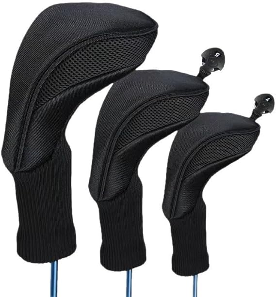 3PCS Golf Head Covers for Woods Driver Hybrid with Interchangeable Number Tags. Novel Durable Golf Club Head Covers for Wood Clubs