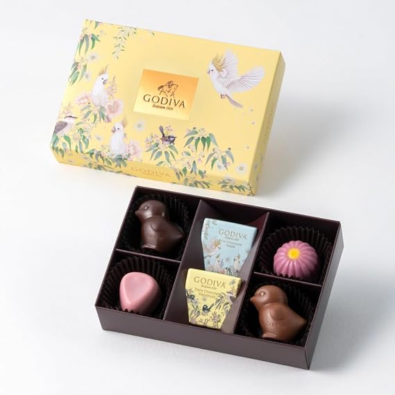 GODIVA Flapping Flowers, Spring, Assorted 6 Pieces, Chocolate Gift, Sweets Present