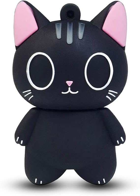 Cute USB Flash Drive 16GB Cartoon Cat Pendrive Memory Thumb Stick USB2.0 Animal Jump Drive Character Data Storage Gift USB Disk Pendrive with Key Chain