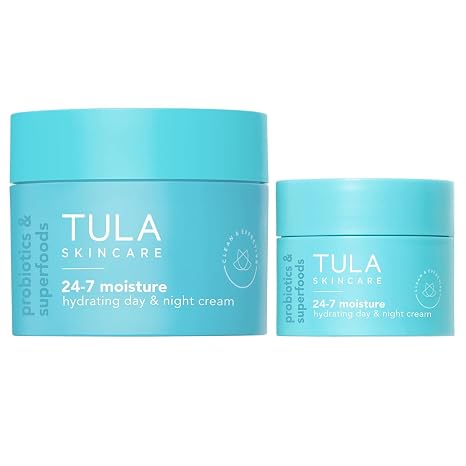TULA Skin Care 24-7 Moisture Hydrating Day & Night Cream 1.5oz + Travel-size 24-7 Moisture Hydrating Day & Night Cream 0.49oz | 2 Piece Duo