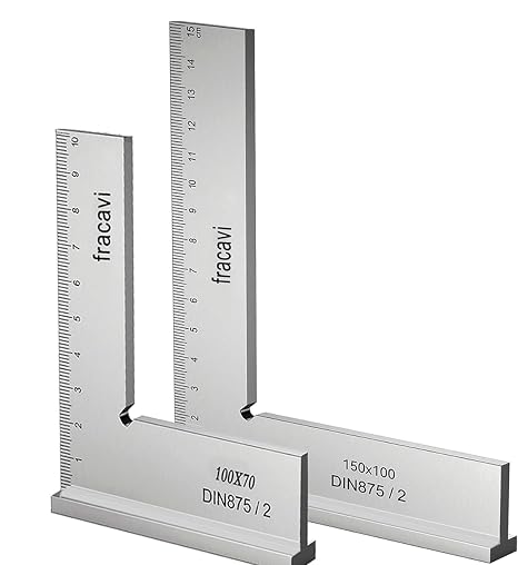 Engineer's Square 90° Woodworking Angle with Measuring Ruler (cm) Suitable for Precise Work on Metal Structures and Workshops (2 Silver)