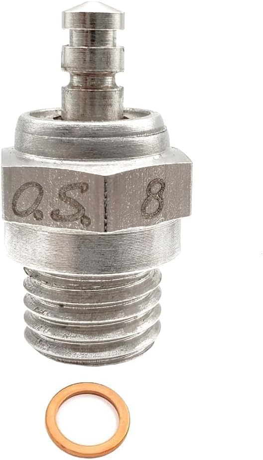 OS 8 Glow Plug, 8# Medium Silver Hot Plug Spark for Remote Control Fixed-Wing Car, Helicopter,1/8 Racing Car.