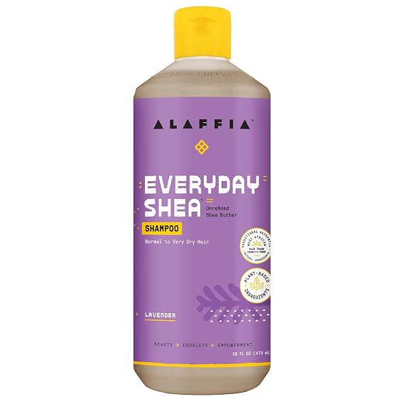 Alaffia Shampoo, Lavender EveryDay Shea Sulfate-Free Shampoo with Shea Butter and Coconut Oil, 16 Oz