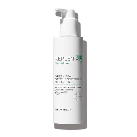 Replenix Green Tea Gentle Soothing Facial Cleanser, Medical-Grade Sensitive Skin Face Wash, Now with New & Improved Packaging (6.7 fl. oz)
