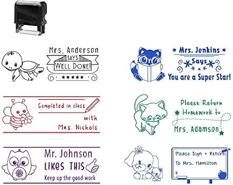 Self Inking Personalized Customized Teacher Stamp Completed in Class Please Sign & Return Well Done Home Work Grading Stamp Stamper Custom Large Motivation Recognition