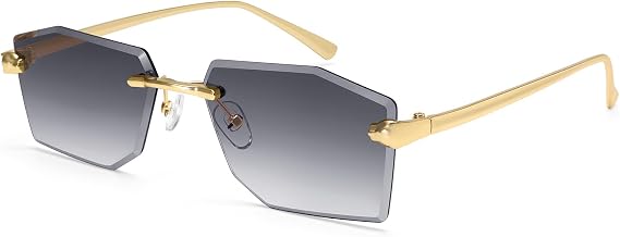 Rimless Rectangle Y2K Sunglasses Women Men Fashion Trendy Metal Frame UV400