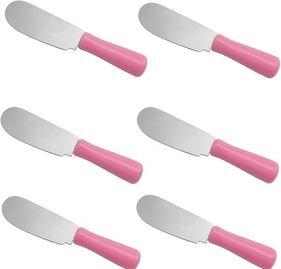 6’lı Paslanmaz Çelik Mini Kahvaltı, Tereyağı ve Krem Sürme Bıçağı Seti – Yayma ve Süsleme İçin Pratik Mutfak Bıçağı Takımı (Pembe)