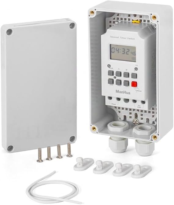 Digital Timer Switch, Electron LCD Timer Switch 99 Cycles Per Day ON OFF Digital Timer 230V AC 30A IP65 Waterproof(A)