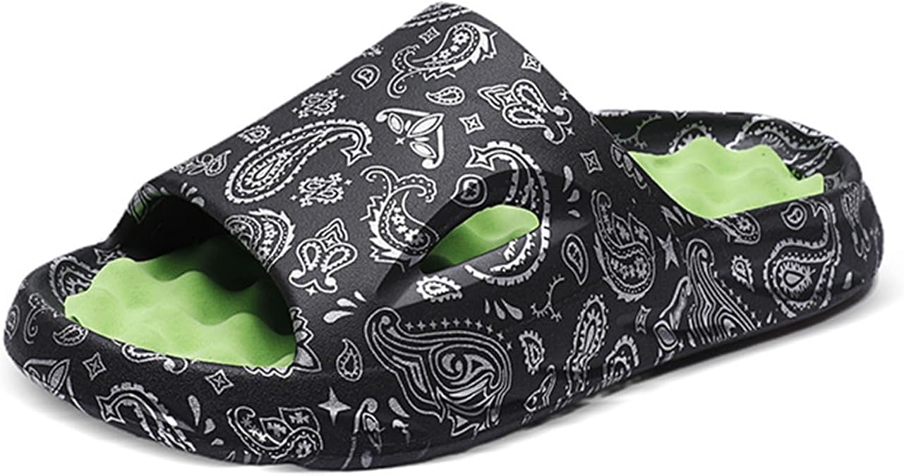 Cloud Slides for Men Women with Massage Thick Sole Cool Graphic Bandana Pillow Sandals Non-Slip Shower Bath Platform Foam Slippers for House Pool Beach