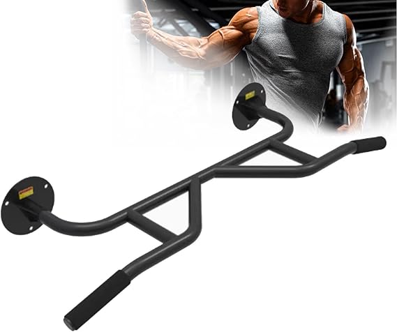 Joist Mount Pull Up Bar, Wall-Mounted Pull Up Bar, Strength Training Pull-Up Bars, Bar with Multi-Grip Foam Grip, Pull Up Bar for Home Gym,Black-A