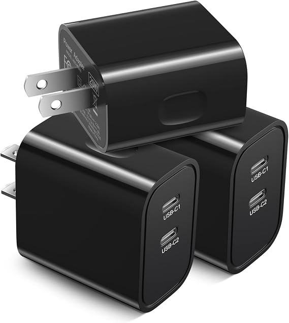 USB C Wall Charger 3 Pack, Costyle 20W Dual Double Port USB C Charger Block