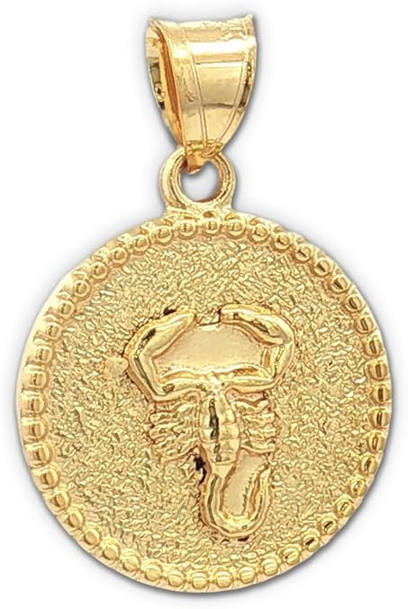 CROSS + CROWN Premium 14K Yellow Gold Zodiac Pendant, Durable Double-Bonded 14K Charm for Necklace, Women & Mens Gold Zodiac Pendant for Chain, Handcrafted Astrology Jewelry in the USA
