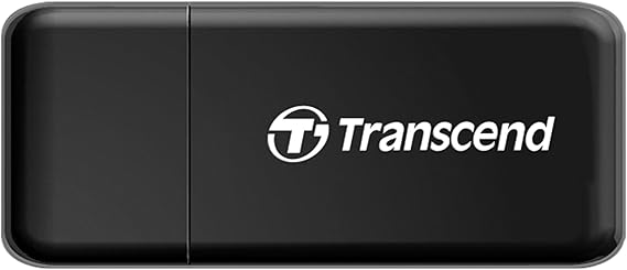 Transcend RDF5 USB3.1 Type-A SD Card Reader for Laptop/Windows/PC/Computer, 2 in 1 Dual Slot Memory/Micro SD Card Reader Supports SD/Micro SD/SDHC/SDXC with Type A Device Black