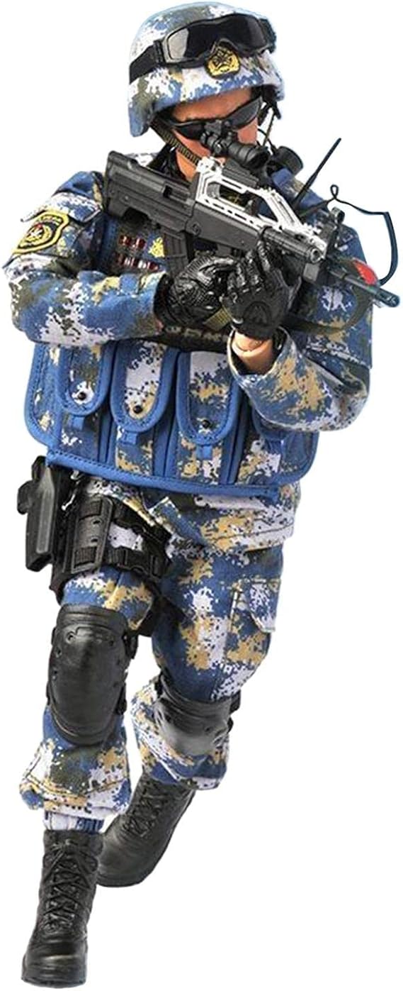 Yiju 1/6 Action Figure Soldiers Toy with Accessories Figures Playsets, Army Blue