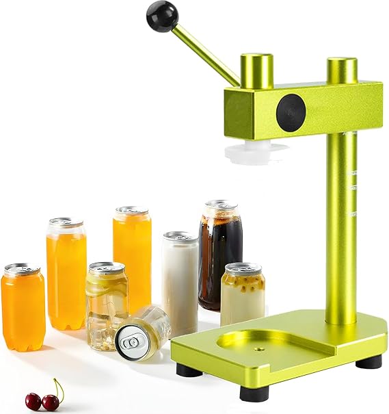 Aluminum Alloy Cup Closing Machine, Hand Tin Can Seamer Machine with Fixed Base, Sealing Capacity 250/330/400/500/700 Ml,For Sealing Pet Bottle Can Green