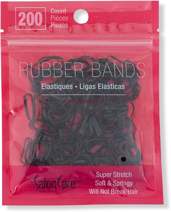 Salon Care Black Rubber Bands (200 Count)