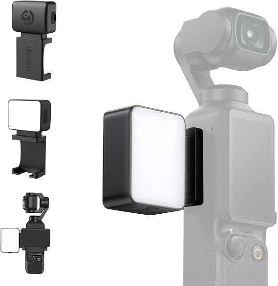 ULANZI LM001 Magnetic Fill Light for DJI Osmo Pocket 4/3/Xtra Muse, 2W 5800K LED Light with CRI 95, 500mAh USB C Rechargeable, IPX4 Waterproof, 3-Level Brightness, for Vlog & Outdoor
