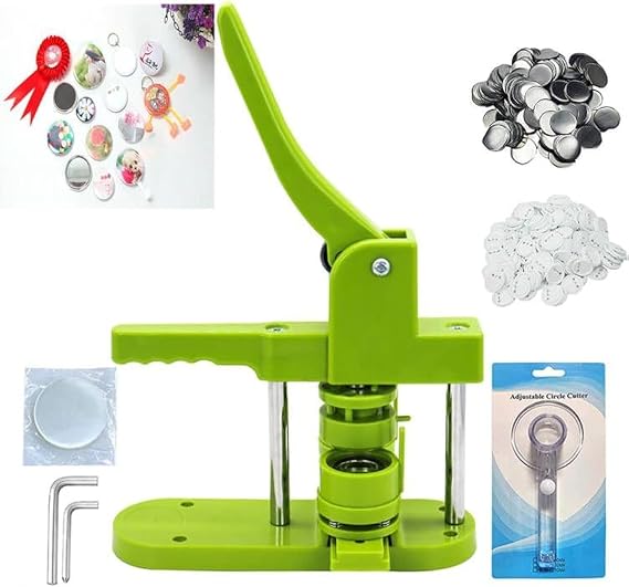 Button Badge Maker Machine kit 37mm (1-1/2 inch) DIY Pin Button Maker Press Machine Badge Punch Press with Free 100pcs Button Parts&Pictures&Circle Cutter (1-1/2INCH (37MM))