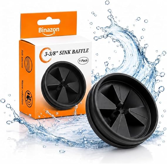 Garbage Disposal Splash Guard, 3 3/8" Upgraded for InSinkErator Evolution Series QCB-AM Sink Baffle Drain Insert, Kitchen Sink Splash Guard Sink Stopper Removable Garbage Disposer (Black 1 pcs)
