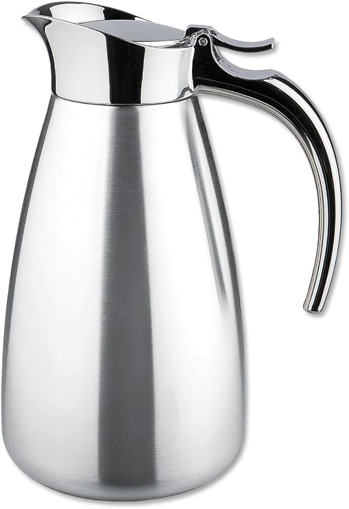 Isosteel 0.6 Litre 18/ 8 Stainless Steel Tableline Double-Walled Straight Shape Vacuum Pot with Flap Lid, Silver