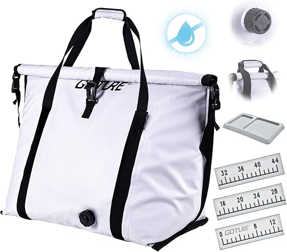 Goture Insulated Fish Cooler Bag, Monster Leakproof Fish Kill Bag, Portable Large Fishing Cooler Bag for Outdoor Tarvel with Drain Plug, Keep Ice Cold All Day Long (27.4x11.8x15.7in)