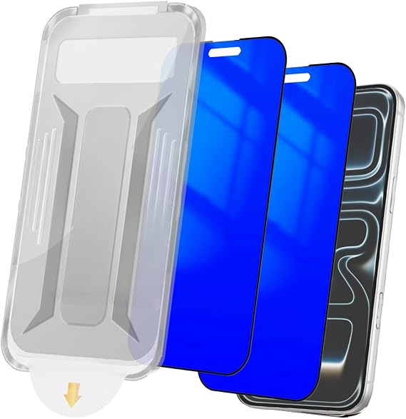 2 Pack for iPhone 17 Pro Max / 16 Pro Max Privacy Screen Protector Anti spy Tempered Glass Gradient Blue Anti Blue Light Easy Installation