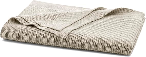 BOLL & BRANCH Ribbed Knit Baby Blanket, 30" x 40", Heathered Oatmeal