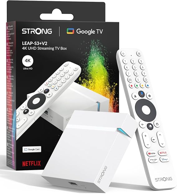 STRONG Leap-S3+V2 Streaming Smart TV Box 4K UHD, White