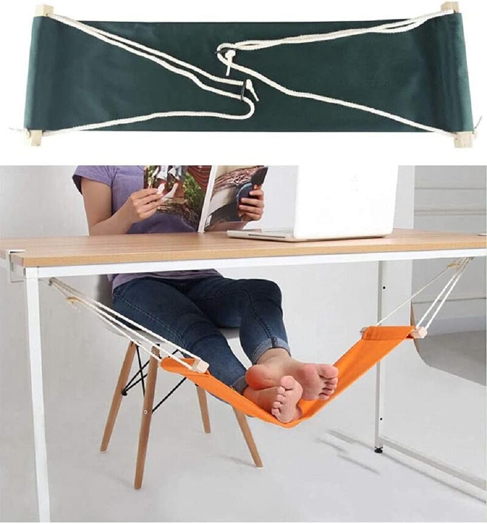 Home-organizer Tech Portable Adjustable Foot Hammock for Corner Desk Office Foot Rest Mini Under Desk Foot Rest Hammock for Home, Office, Airplane, Travel, Study and Relaxing (Fruit Green)
