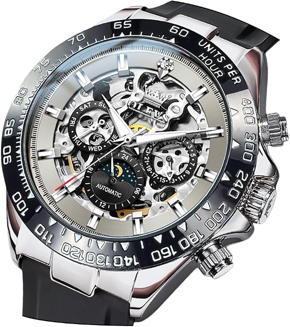 OLEVS Mens Automatic Watches Self Winding Tourbillon Skeleton Date Waterproof Luminous Diamond Luxury Business Dress Wrist Watches