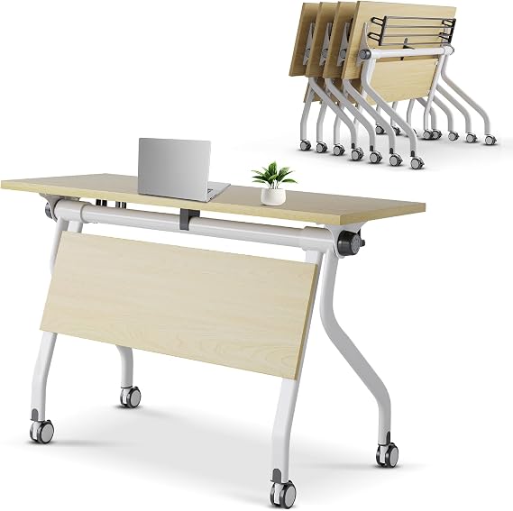 Conference Room Table Folding Conference Table,Modern Foldable Office Mobile Training Table with Wheels, Foldable Seminar Meeting Tables for Office Meeting Conference Room (4pcs)